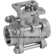 Three Pieces Stainless Steel Type High Mouting Pad Ball Valve